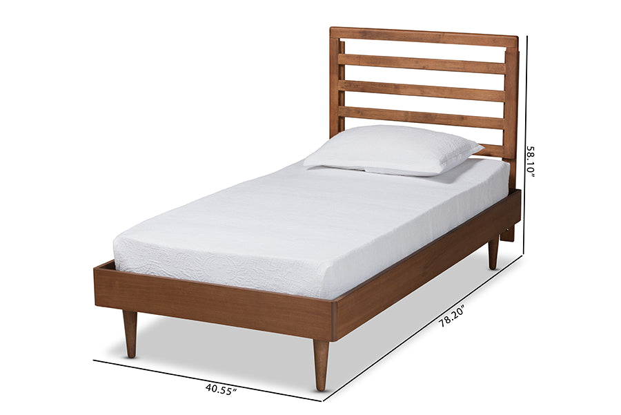 Baxton Studio Ryo Mid-Century Modern Transitional Walnut Brown Finished Wood Twin Size Platform Bed | Beds | Modishstore - 6