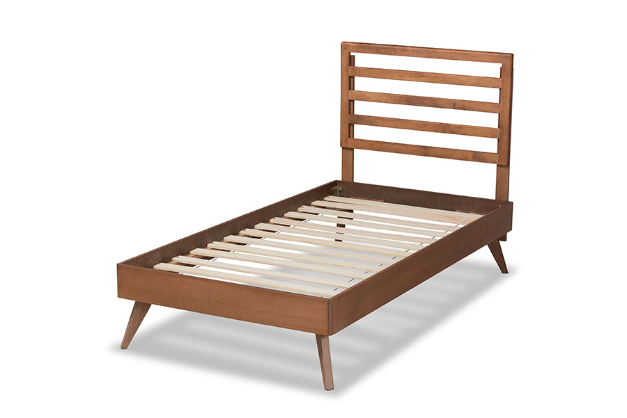 Baxton Studio Shiro Mid-Century Modern Ash Walnut Finished Wood Twin Size Platform Bed | Beds | Modishstore - 6