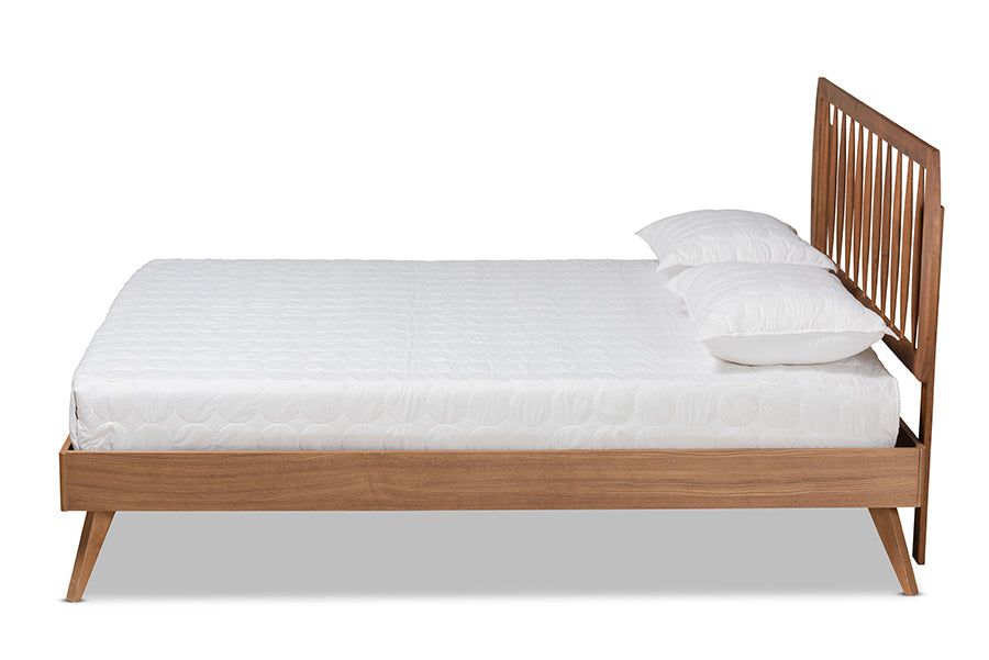 Baxton Studio Emiko Modern and Contemporary Walnut Brown Finished Wood Full Size Platform Bed | Beds | Modishstore - 6