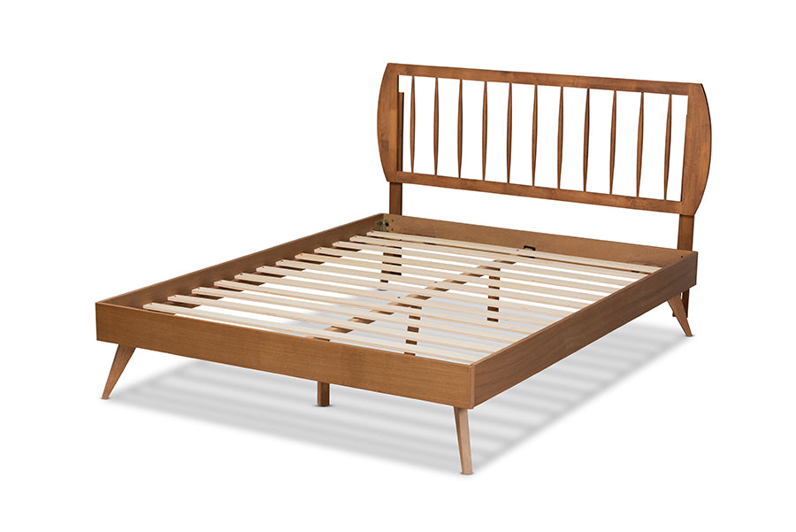 Baxton Studio Emiko Modern and Contemporary Walnut Brown Finished Wood Full Size Platform Bed | Beds | Modishstore - 2