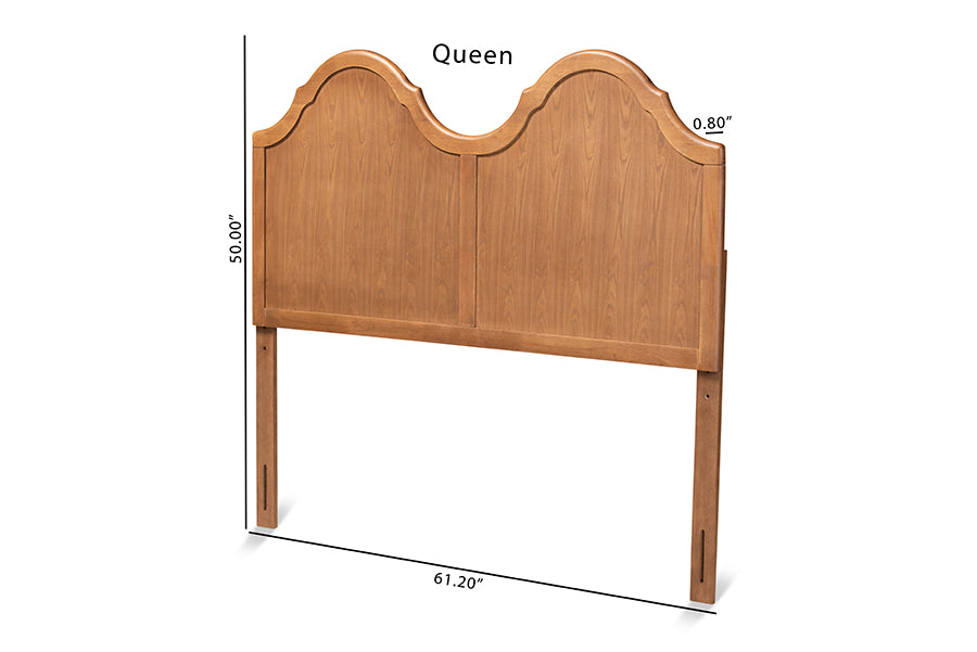 Baxton Studio Tobin Vintage Classic and Traditional Ash Walnut Finished Wood Queen Size Arched Headboard | Headboards | Modishstore - 5