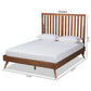 Baxton Studio Saki Mid-Century Modern Walnut Brown Finished Wood Queen Size Platform Bed | Beds | Modishstore - 4
