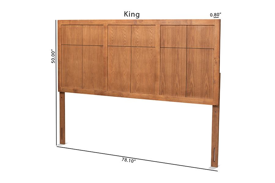 Baxton Studio Monroe Modern Transitional and Rustic Ash Walnut Finished Wood King Size Headboard | Headboards | Modishstore - 5