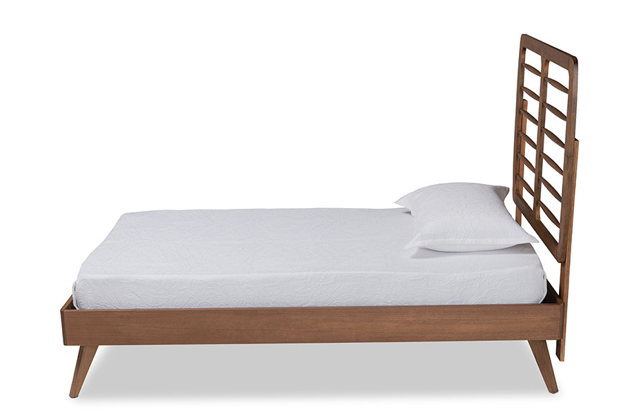 baxton studio yana mid century modern walnut brown finished wood twin size platform bed | Modish Furniture Store-3