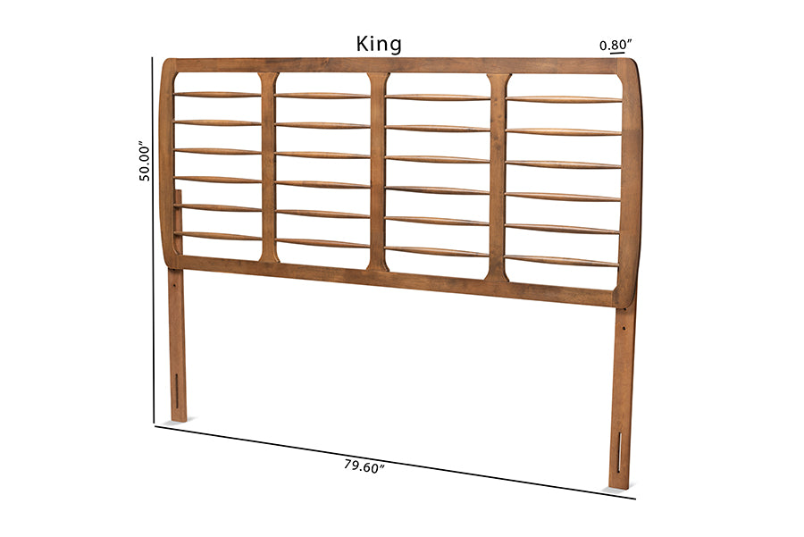 Baxton Studio Carolyn Mid-Century Modern Ash Walnut Finished Wood King Size Headboard | Headboards | Modishstore - 5