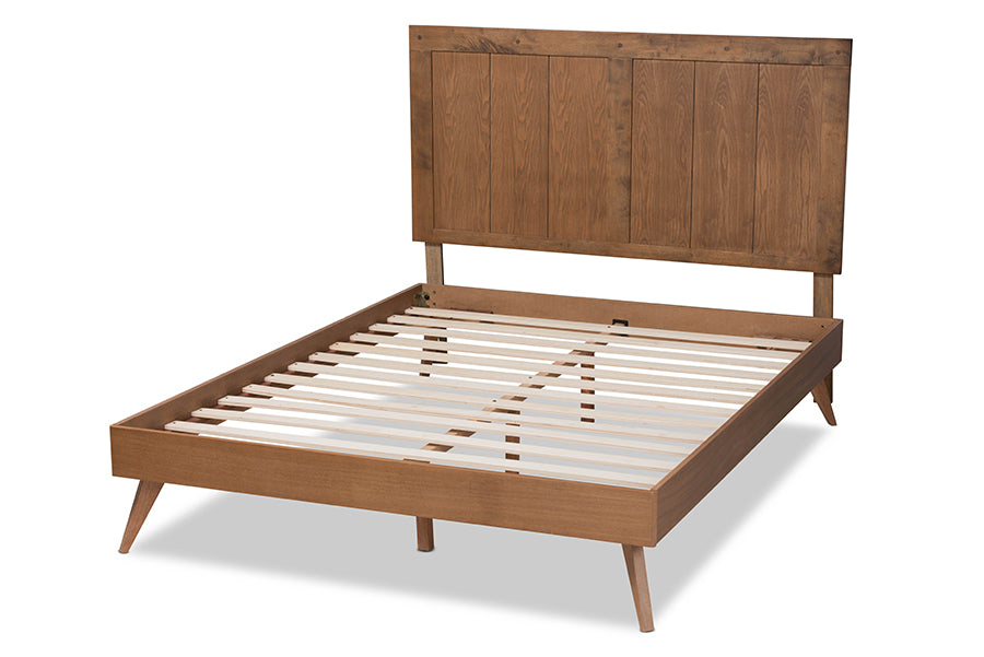 Baxton Studio Amira Mid-Century Modern Transitional Ash Walnut Finished Wood King Size Platform Bed | Beds | Modishstore - 7