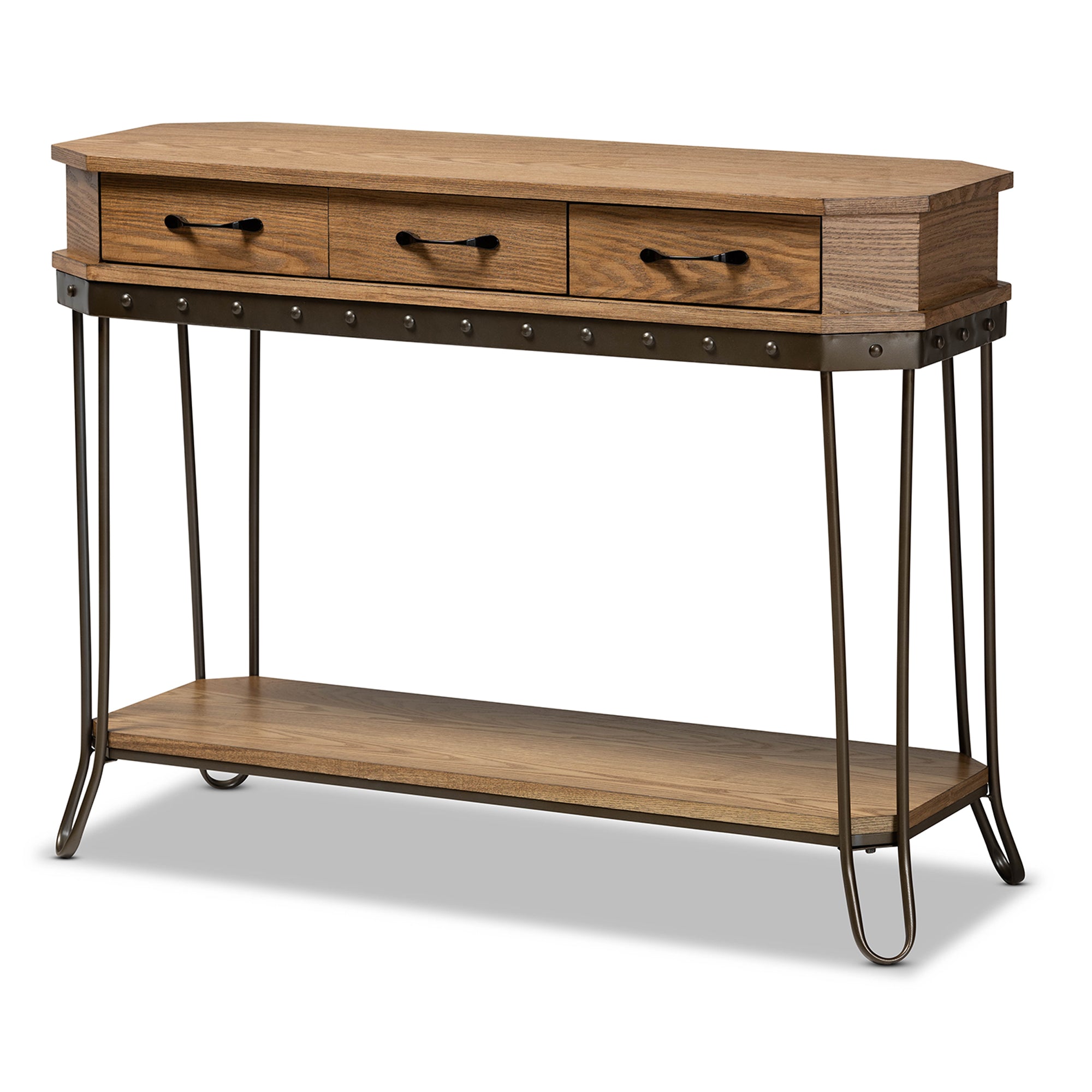 Baxton Studio Kellyn Vintage Rustic Industrial Oak Brown Finished