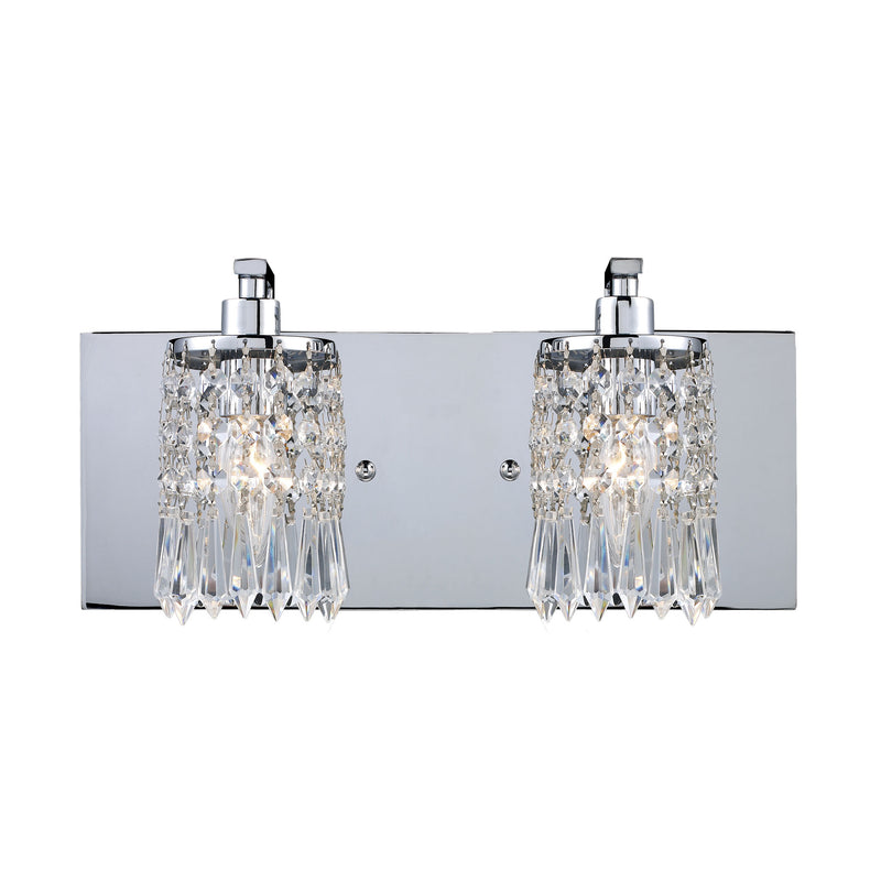 Optix 2-Light Vanity Sconce in Polished Chrome with Clear Crystal ELK Lighting | Sconces | Modishstore