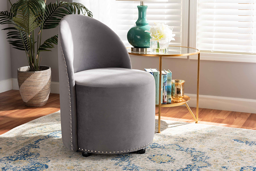 Baxton Studio Bethel Glam and Luxe Grey Velvet Fabric Upholstered