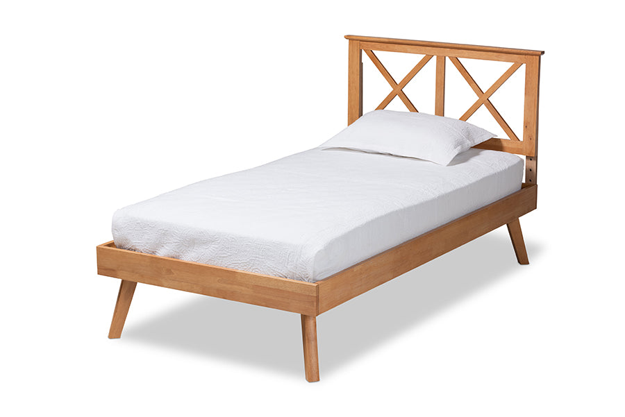 baxton studio galvin modern and contemporary brown finished wood twin size platform bed | Modish Furniture Store-2