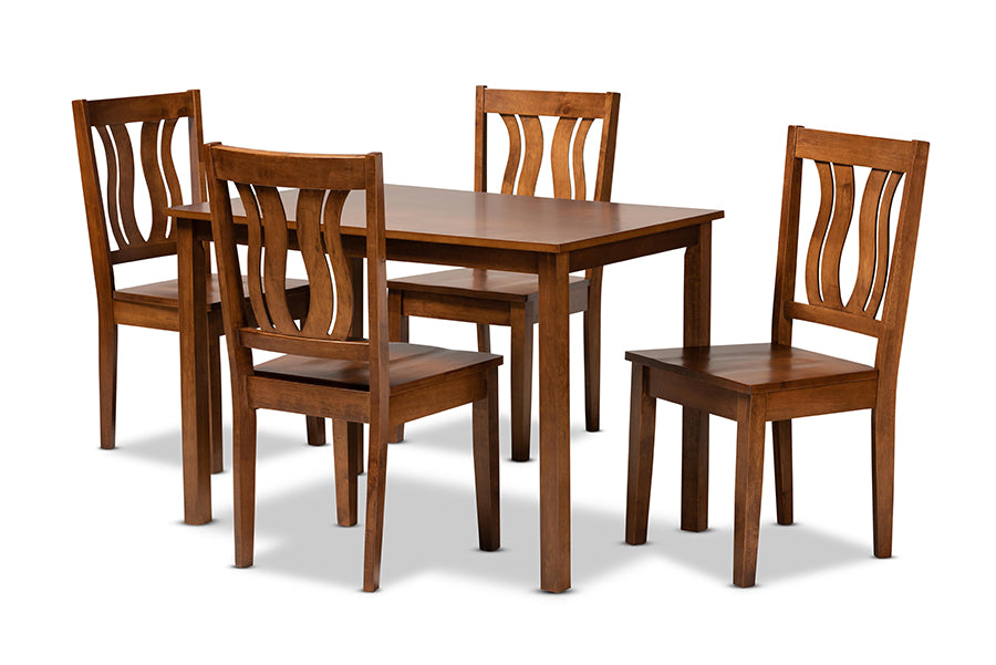 baxton studio zamira modern and contemporary transitional walnut brown finished wood 5 piece dining set | Modish Furniture Store-2