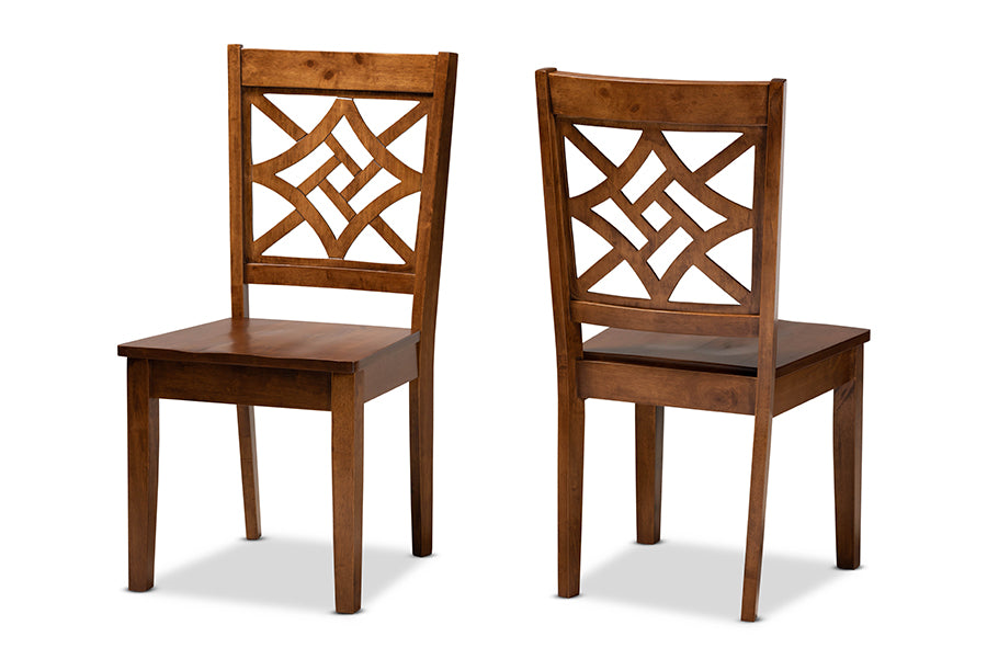 Baxton Studio Nicolette Modern and Contemporary Walnut Brown Finished Wood 2-Piece Dining Chair Set | Modishstore | Dining Chairs - 4