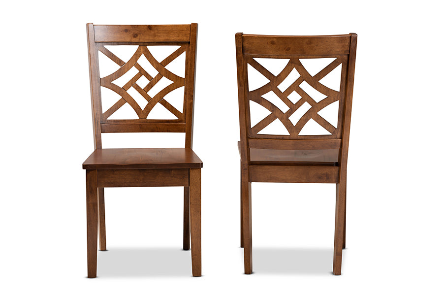 Baxton Studio Nicolette Modern and Contemporary Walnut Brown Finished Wood 2-Piece Dining Chair Set | Modishstore | Dining Chairs - 3