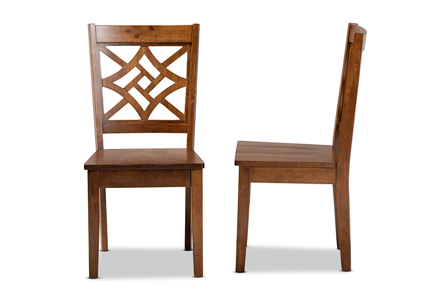 Baxton Studio Nicolette Modern and Contemporary Walnut Brown Finished Wood 2-Piece Dining Chair Set | Modishstore | Dining Chairs - 2