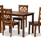 baxton studio nicolette modern and contemporary walnut brown finished wood 5 piece dining set | Modish Furniture Store-2