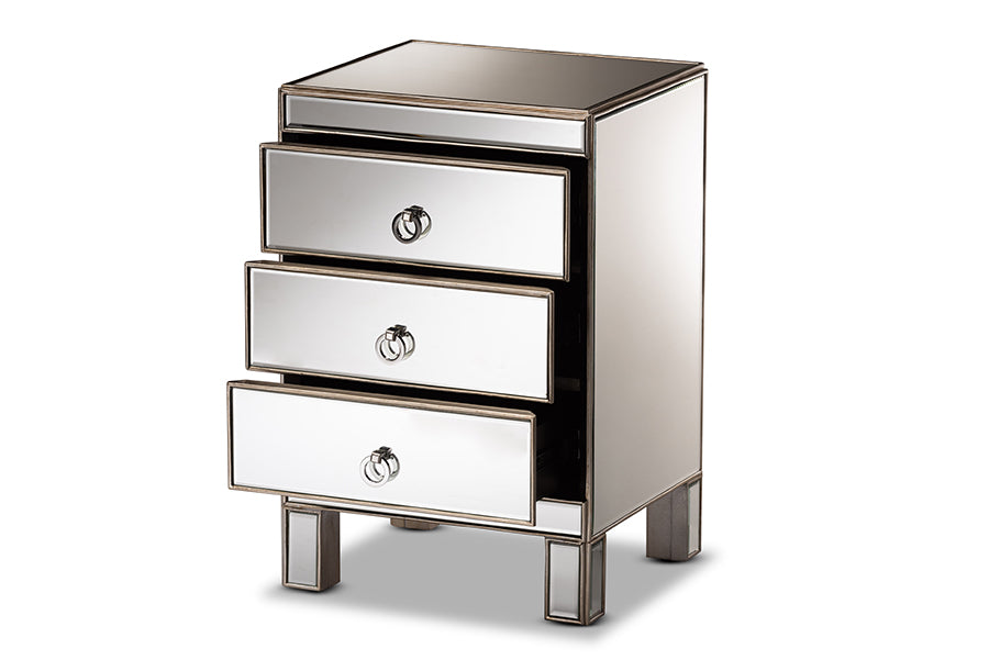 Baxton Studio Ewan Contemporary Glam and Luxe Mirrored 3 Drawer