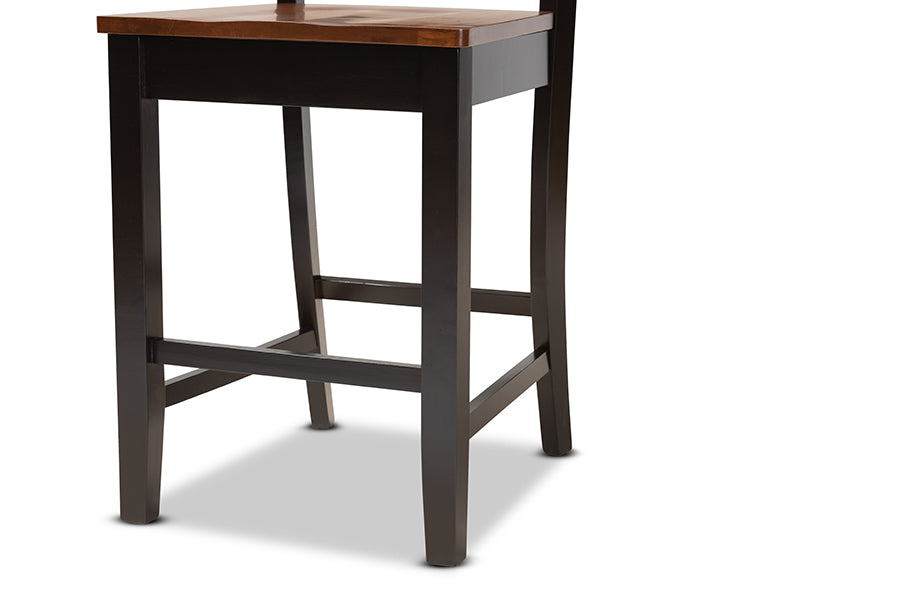 Baxton Studio Gervais Modern and Contemporary Transitional Two-Tone Dark Brown and Walnut Brown Finished Wood 2-Piece Counter Stool Set | Counter Stools | Modishstore - 3
