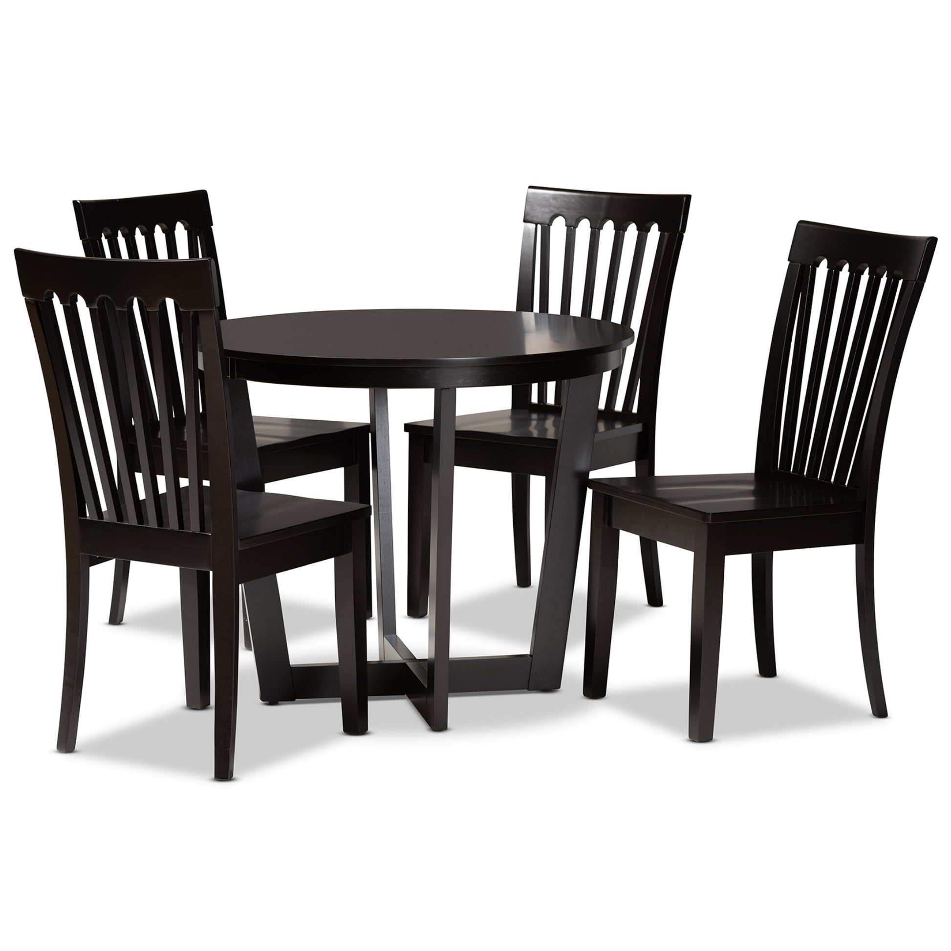 Baxton Studio Sasa Modern and Contemporary Dark Brown Finished Wood 5-Piece Dining Set | Dining Sets | Modishstore - 2