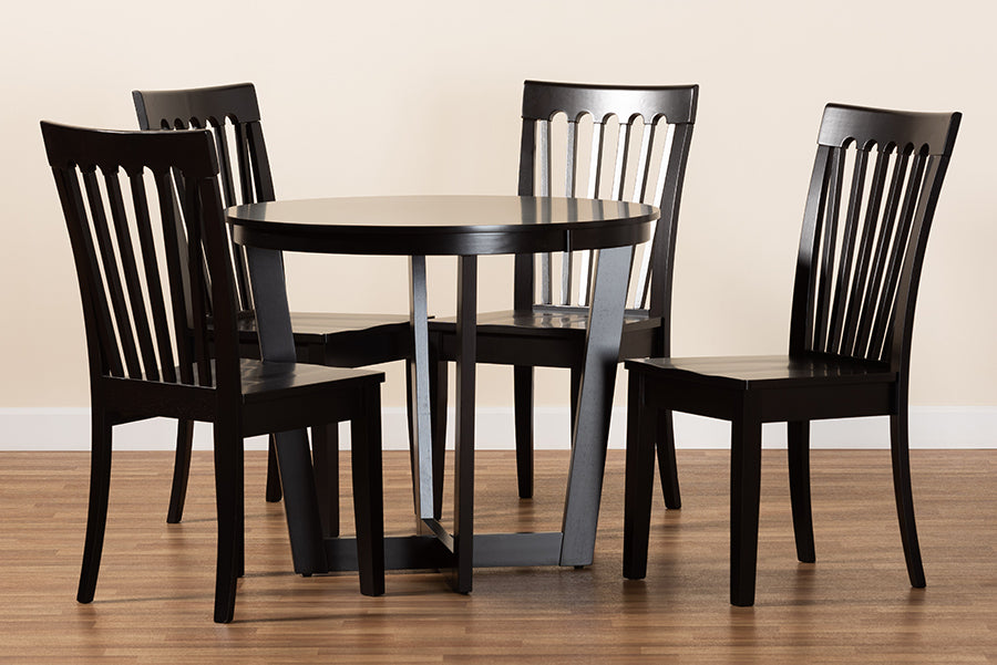 Baxton Studio Sasa Modern and Contemporary Dark Brown Finished Wood 5-Piece Dining Set | Dining Sets | Modishstore - 3