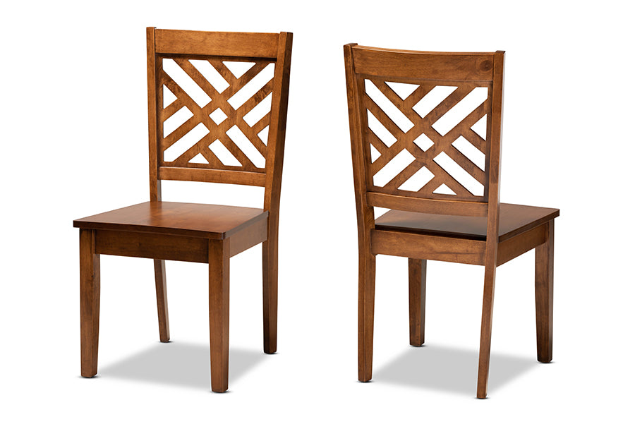 Baxton Studio Caron Modern and Contemporary Transitional Walnut Brown Finished Wood 2-Piece Dining Chair Set | Modishstore | Dining Chairs - 4