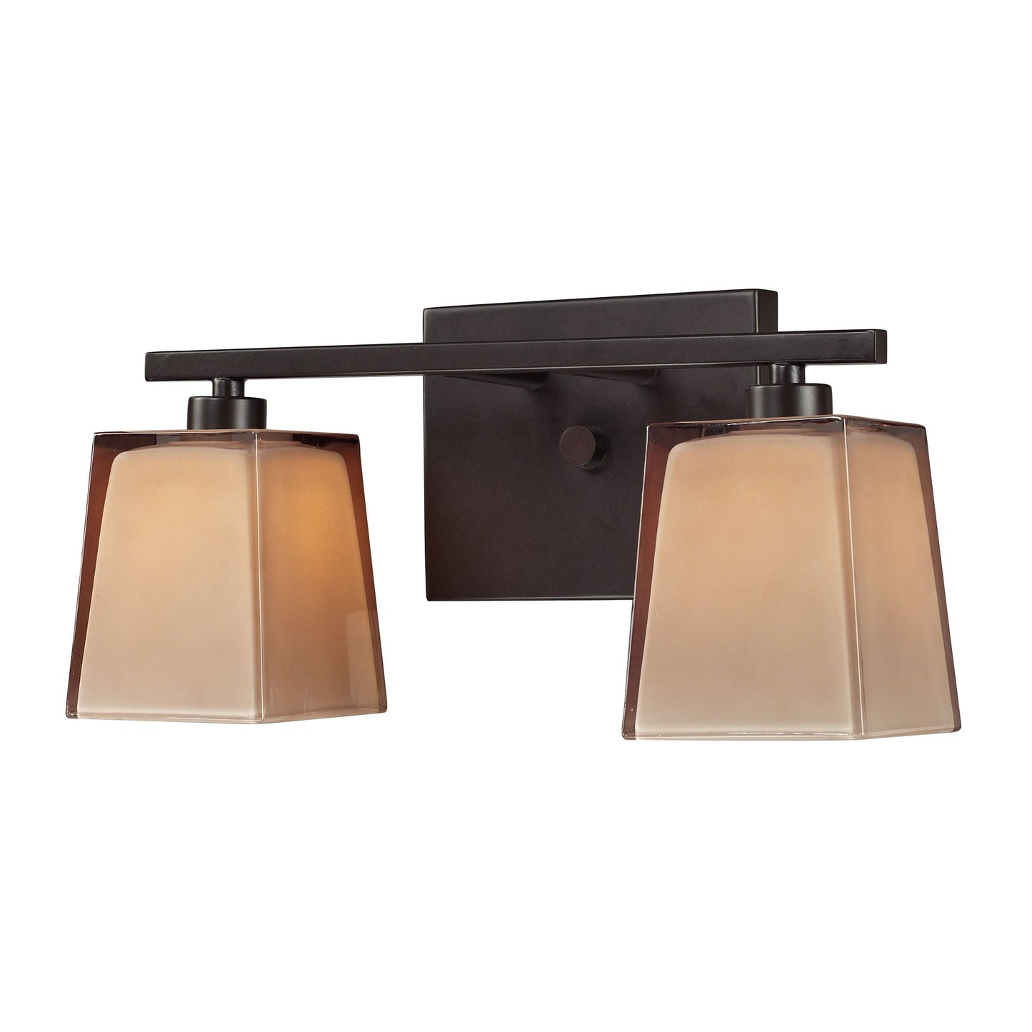 Serenity 2-Light Vanity Lamp in Oiled Bronze with Amber Glass ELK Lighting | Vanity Light | Modishstore