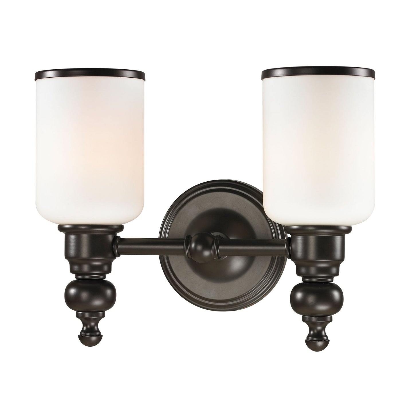 Bristol Way 2-Light Vanity Lamp in Oil Rubbed Bronze with Opal White Blown Glass ELK Lighting | Vanity Light | Modishstore