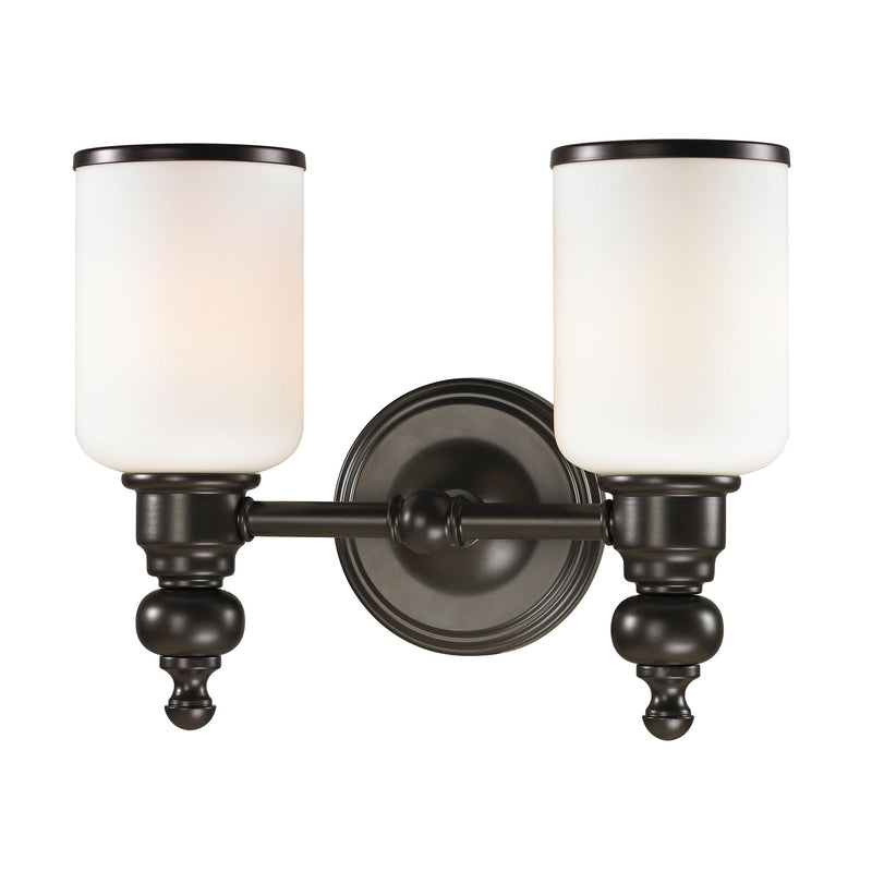 Bristol Way 2-Light Vanity Lamp in Oil Rubbed Bronze with Opal White Blown Glass ELK Lighting | Vanity Light | Modishstore