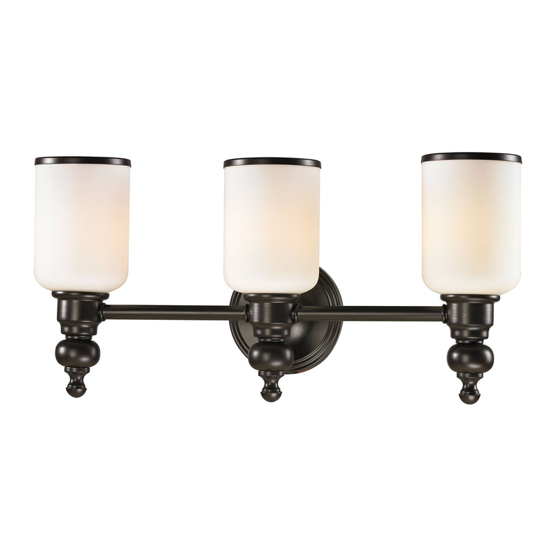 Bristol Way 3-Light Vanity Lamp in Oil Rubbed Bronze with Opal White Blown Glass ELK Lighting | Vanity Light | Modishstore