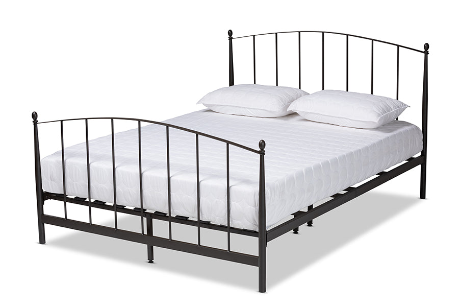 baxton studio lana modern and contemporary black finished metal queen size platform bed | Modish Furniture Store-2