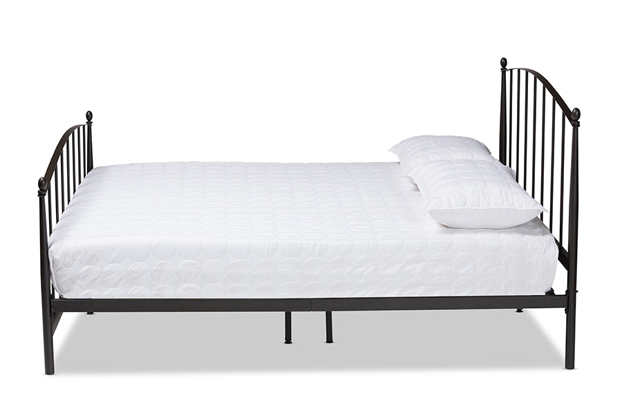 baxton studio lana modern and contemporary black finished metal queen size platform bed | Modish Furniture Store-3