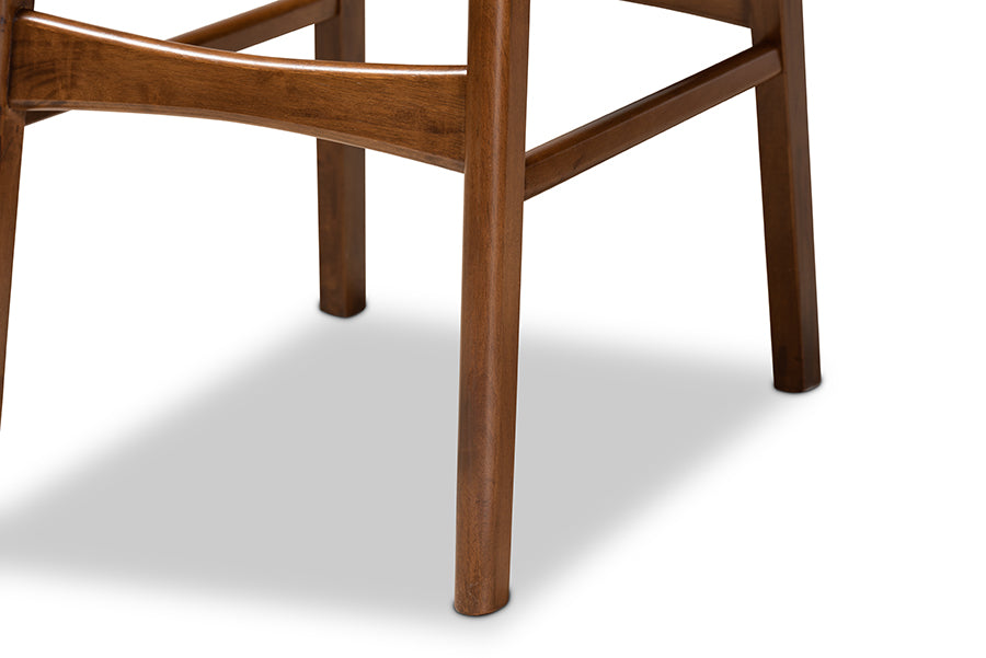 Baxton Studio Katya Mid-Century Modern Walnut Brown Finished Wood 2-Piece Bar Stool Set | Bar Stools | Modishstore - 3