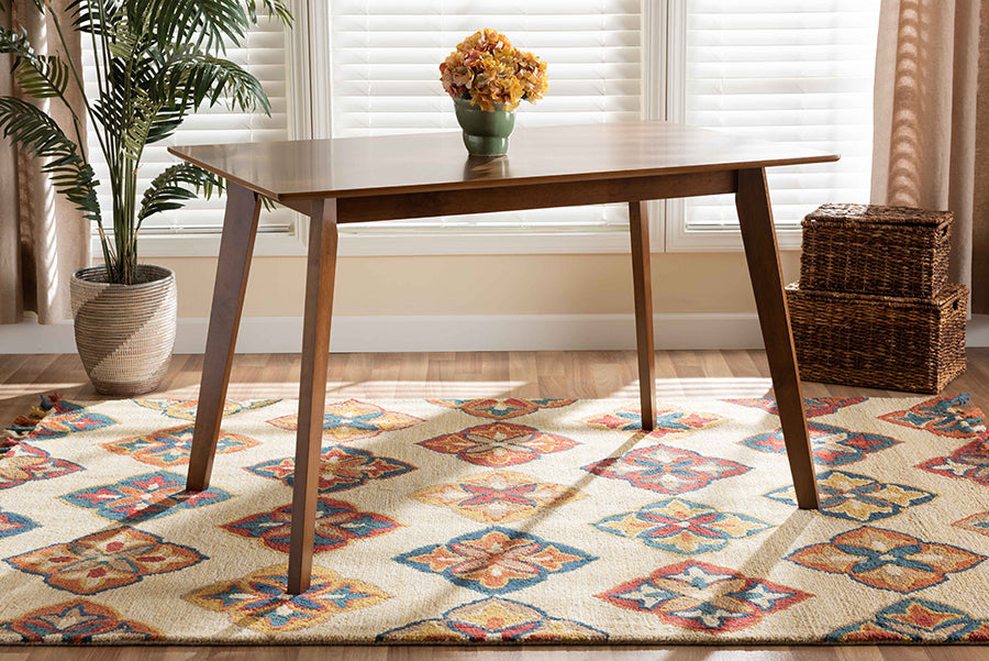 baxton studio maila mid century modern transitional walnut brown finished wood dining table | Modish Furniture Store-2