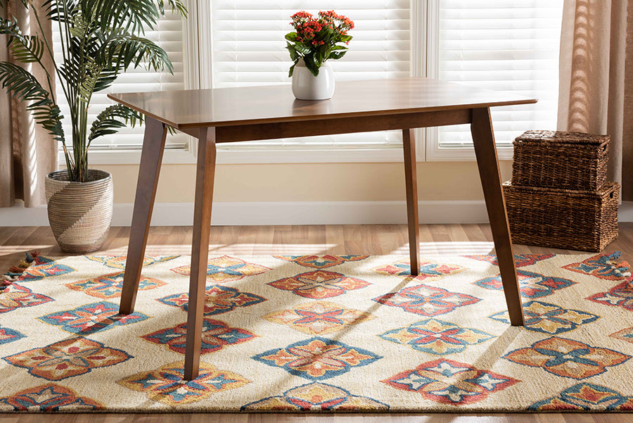 Baxton Studio Maila Mid-Century Modern Transitional Walnut Brown Finished Wood Dining Table | Modishstore | Dining Tables