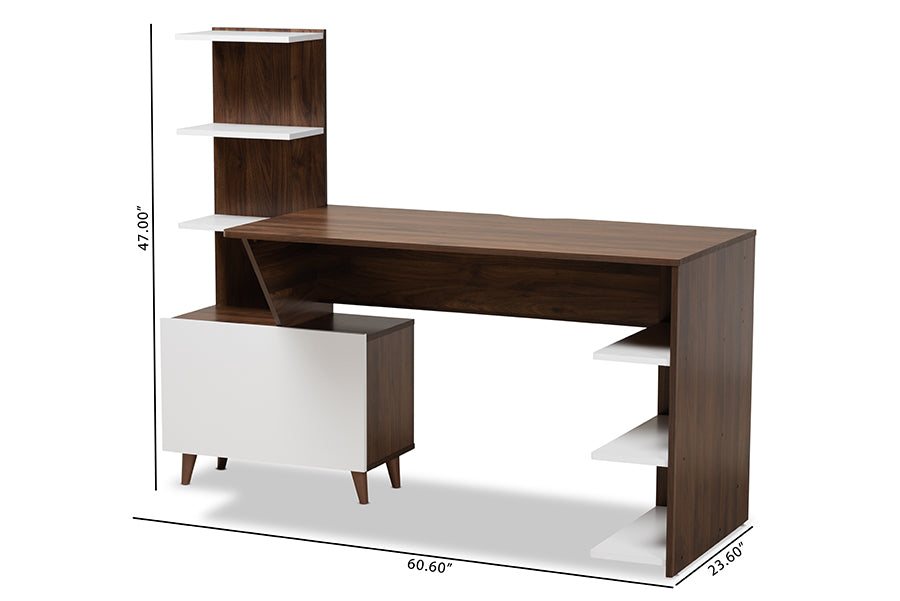 Baxton Studio Tobias Mid Century Modern Two Tone White and Walnut