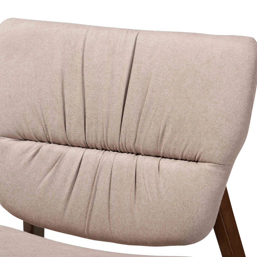 Baxton Studio Benito Mid-Century Modern Transitional Beige Fabric Upholstered and Walnut Brown Finished Wood Accent Chair | Accent Chairs | Modishstore - 7