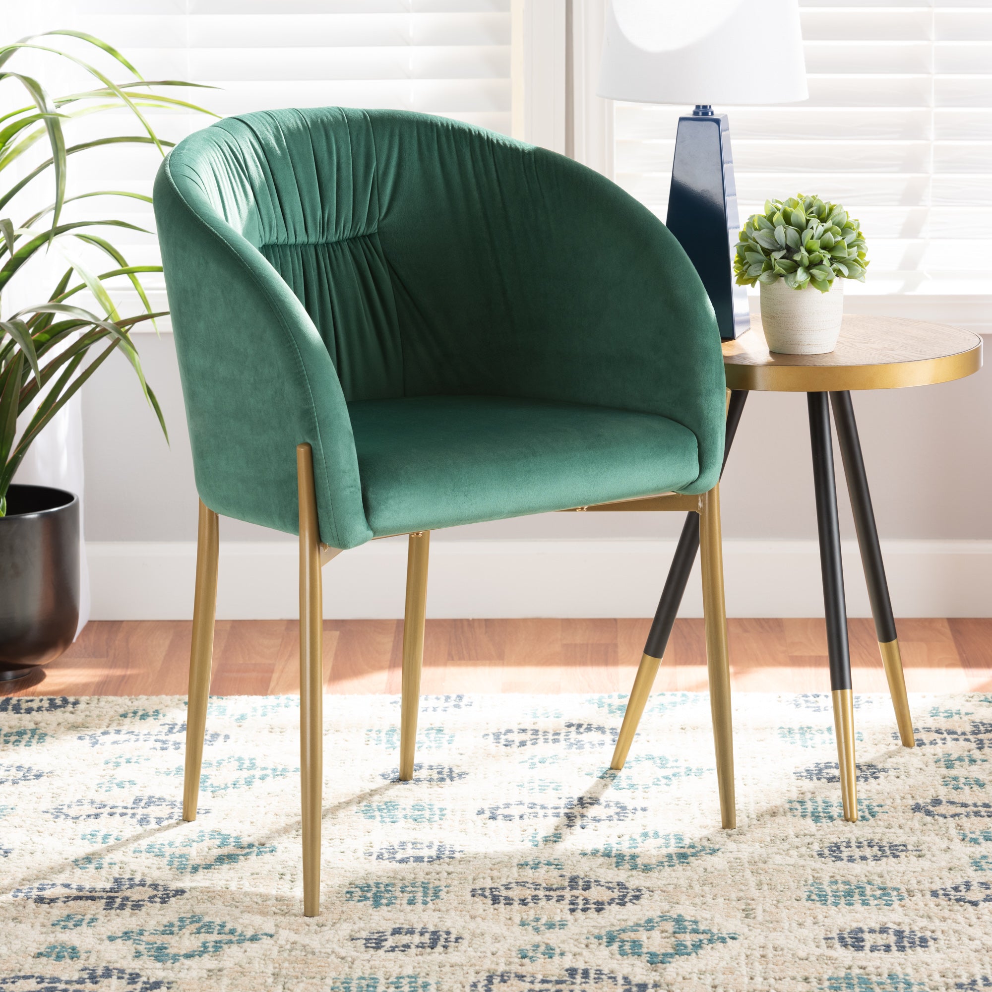 Green velour dining online chairs