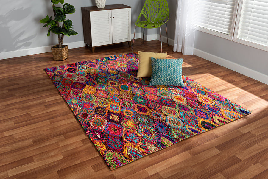 Baxton Studio Addis Modern and Contemporary Multi-Colored Handwoven Fabric Area Rug | Modishstore | Rugs