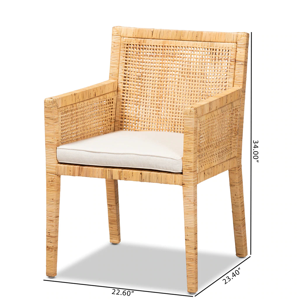 Baxton Studio Karis Modern and Contemporary Natural Finished Wood and Rattan Dining Chair | Dining Chairs | Modishstore - 3