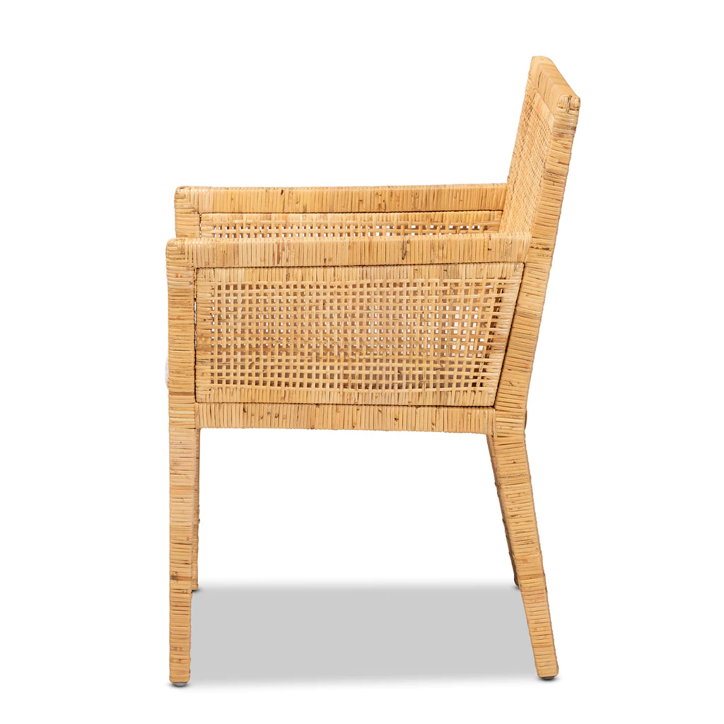 Baxton Studio Karis Modern and Contemporary Natural Finished Wood and Rattan Dining Chair | Dining Chairs | Modishstore - 9