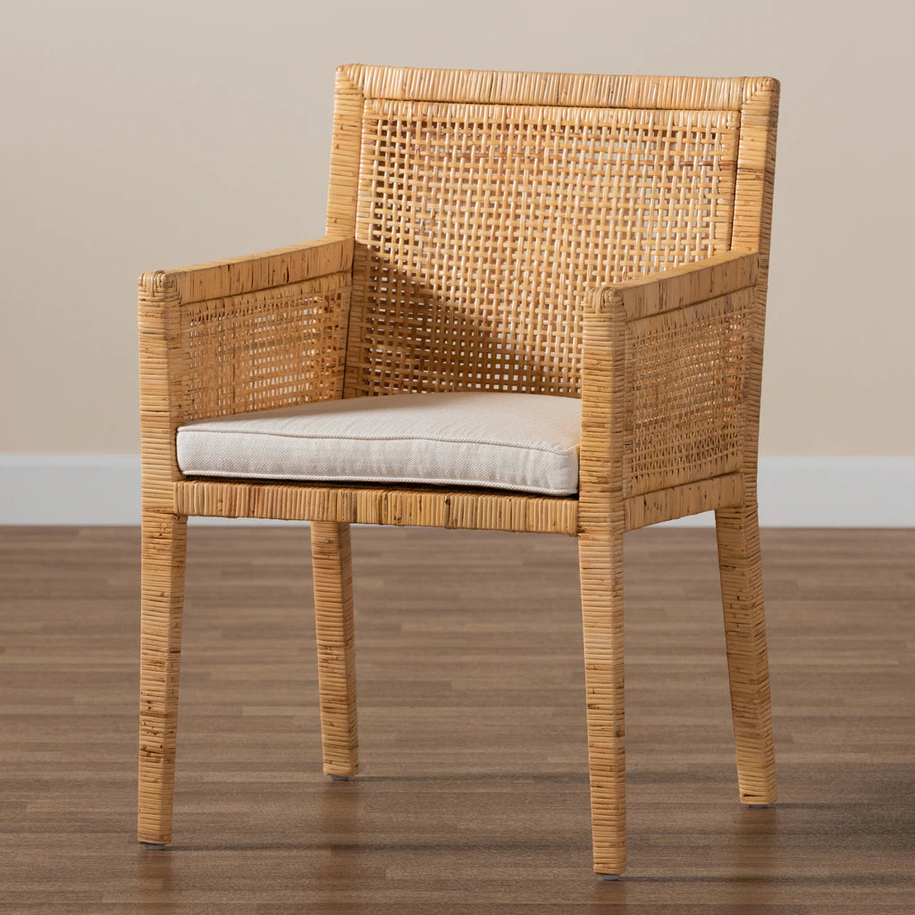 Baxton Studio Karis Modern and Contemporary Natural Finished Wood and Rattan Dining Chair | Dining Chairs | Modishstore - 4