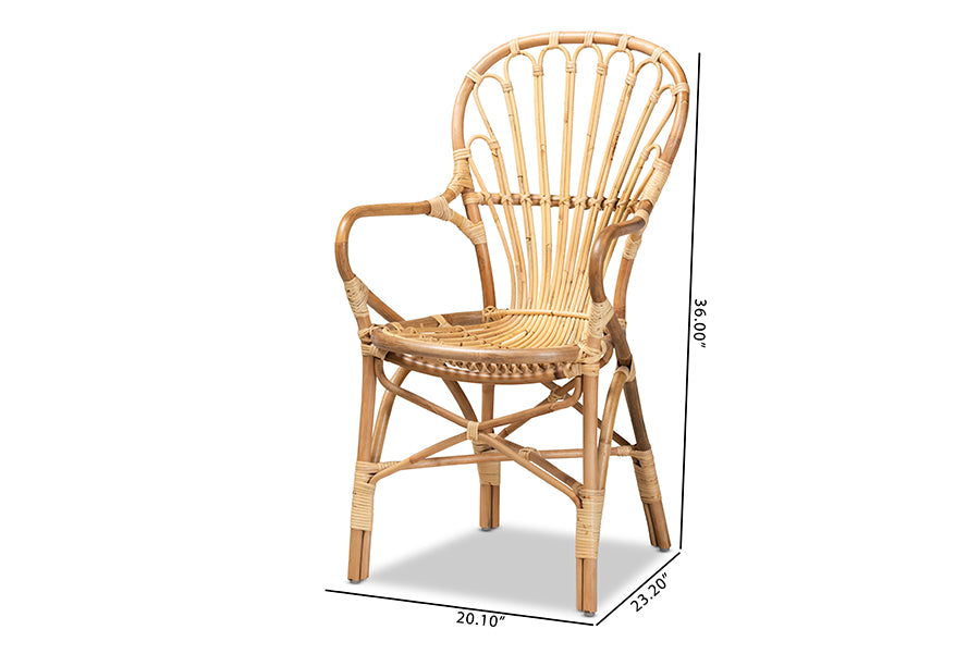 Baxton Studio Sheraton Modern and Contemporary Natural Finished Rattan Dining Chair | Dining Chairs | Modishstore - 8