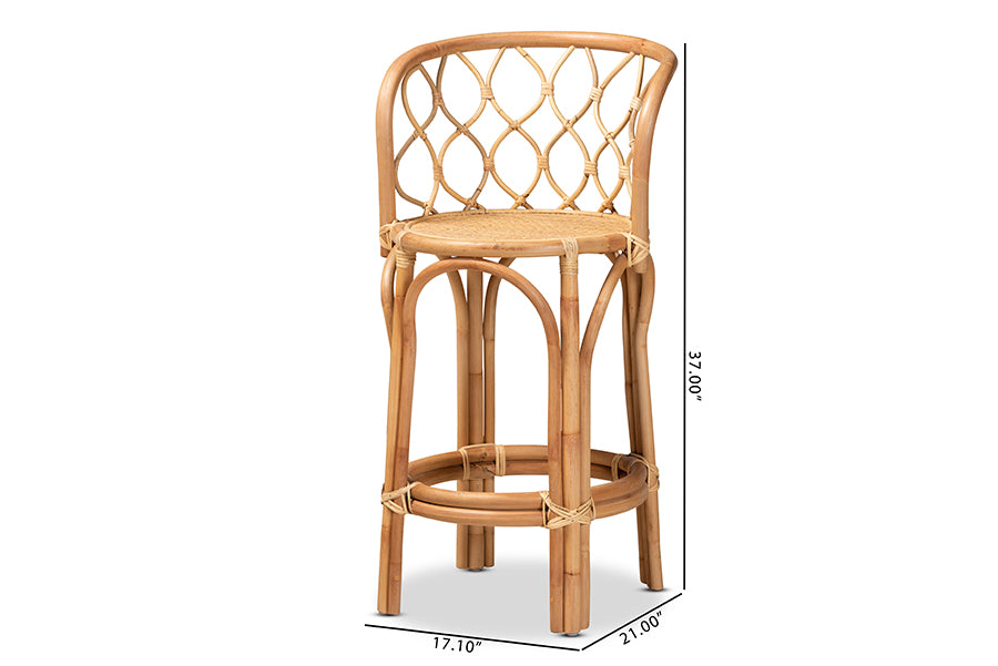 Baxton Studio Diana Modern and Contemporary Natural Finished Rattan Counter Stool | Counter Stools | Modishstore - 7