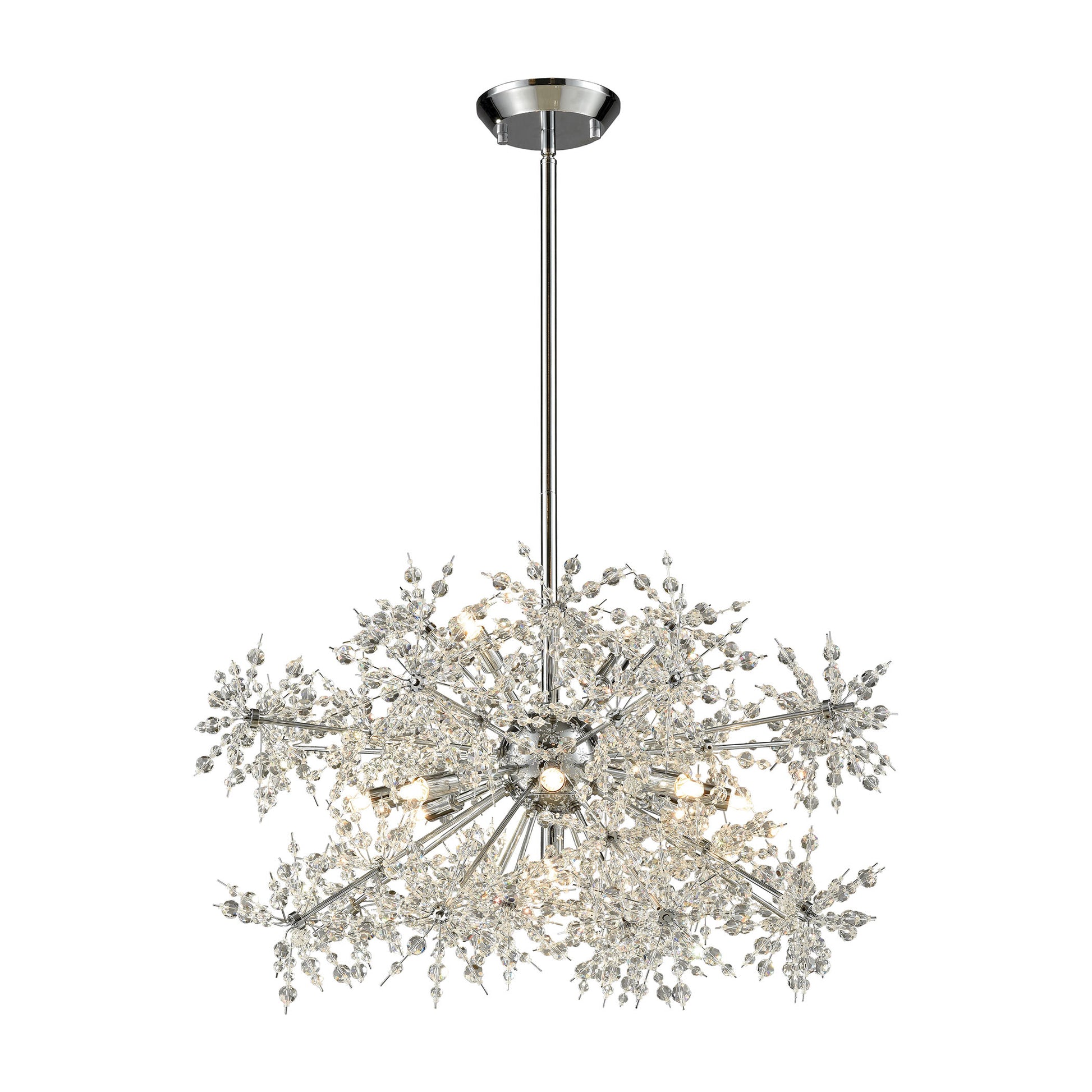 Snowburst 11-Light Chandelier in Polished Chrome with Crystal ELK Lighting | Chandeliers | Modishstore