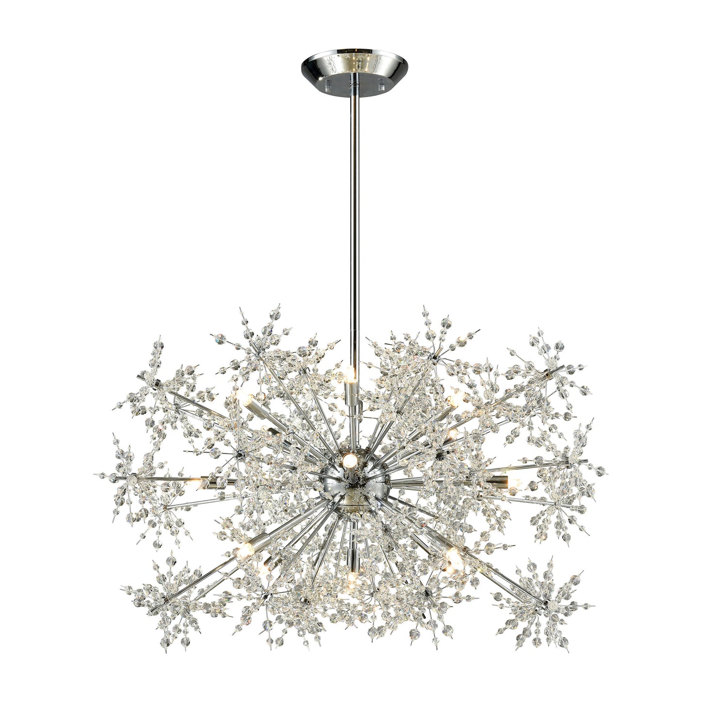 Snowburst 15-Light Chandelier in Polished Chrome with Crystal ELK Lighting | Chandeliers | Modishstore