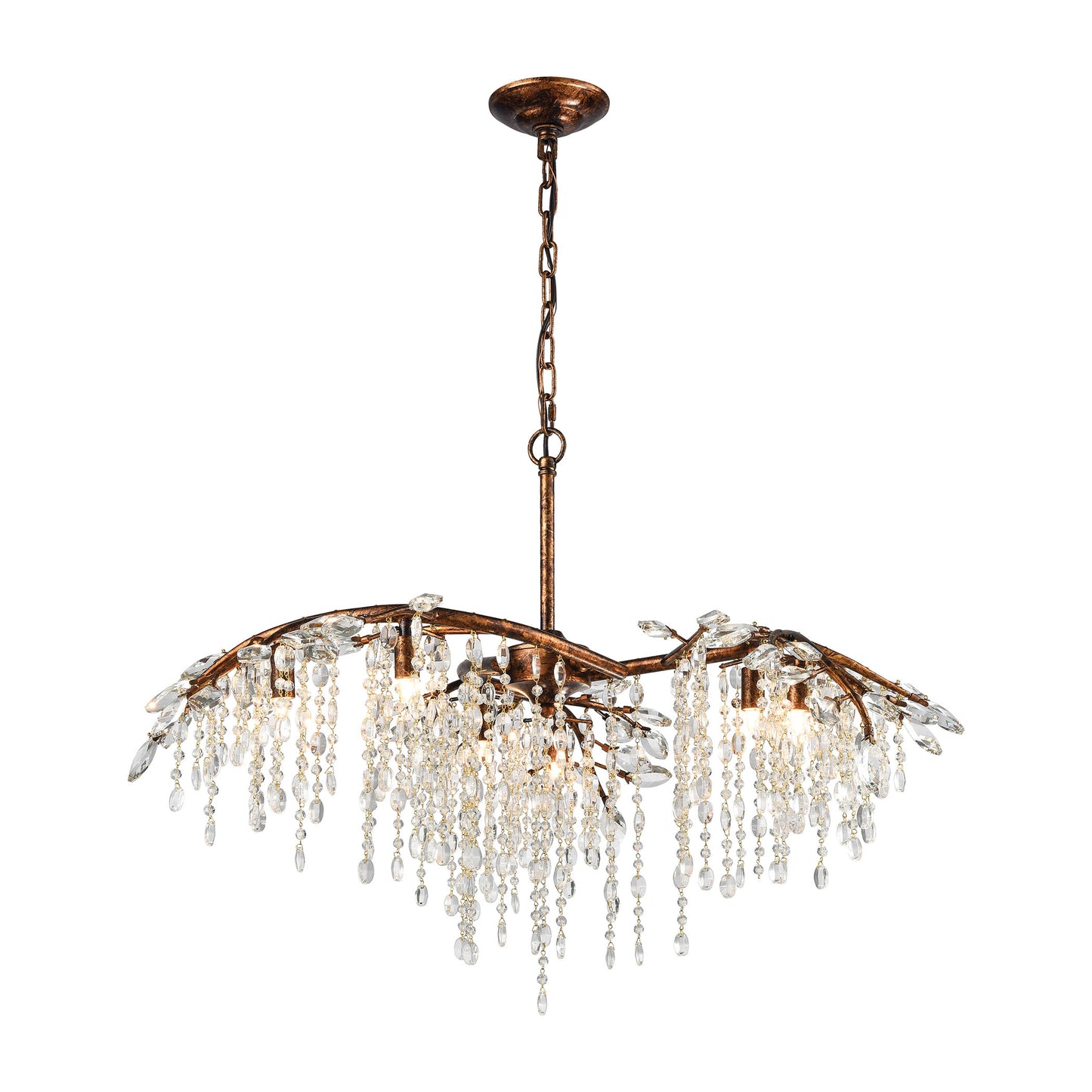 Elia 6-Light Chandelier in Spanish Bronze with Clear Crystal ELK Lighting | Chandeliers | Modishstore