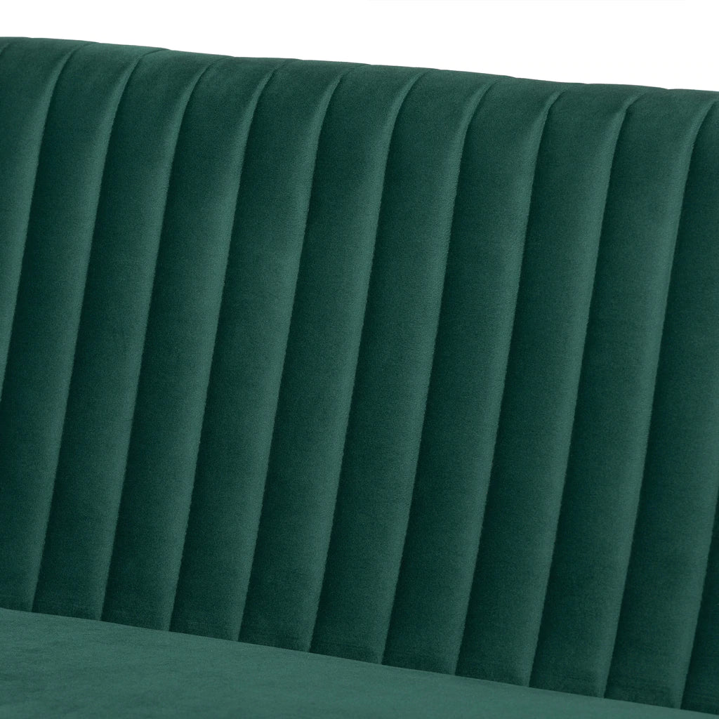 Baxton Studio Alvis Mid-Century Modern Emerald Green Velvet Upholstered And Walnut Brown Finished Wood 2-Piece Dining Nook Banquette Set | Sofas | Modishstore - 5