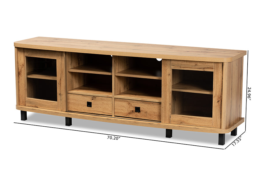 Baxton Studio Walda Modern and Contemporary Oak Brown Finished Wood 2-Drawer TV Stand | TV Stands | Modishstore - 8