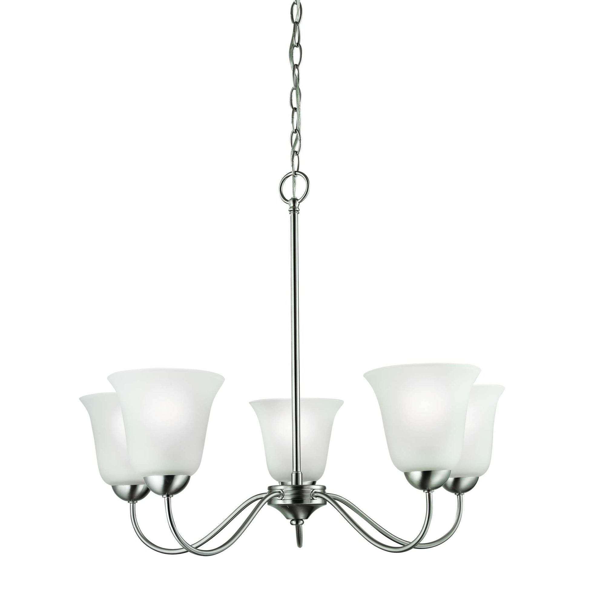 Conway 5-Light Chandelier in Brushed Nickel with White Glass | Chandeliers | Modishstore