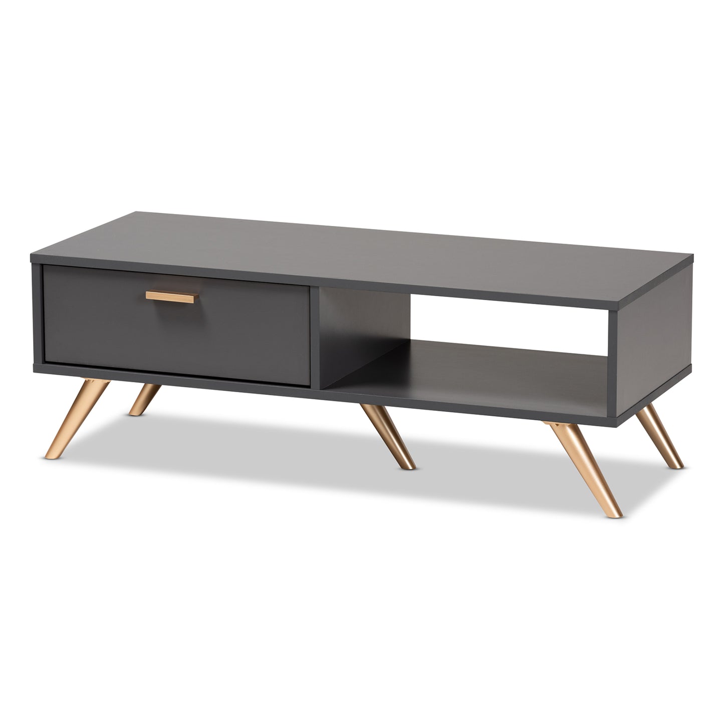 Baxton Studio Kelson Modern and Contemporary Dark Grey and Gold Finished Wood Coffee Table | Coffee Tables | Modishstore - 2