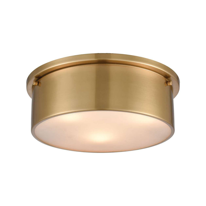 3-Light Flush Mount in Satin Brass with Frosted Glass ELK Lighting | Ceiling Lamps | Modishstore